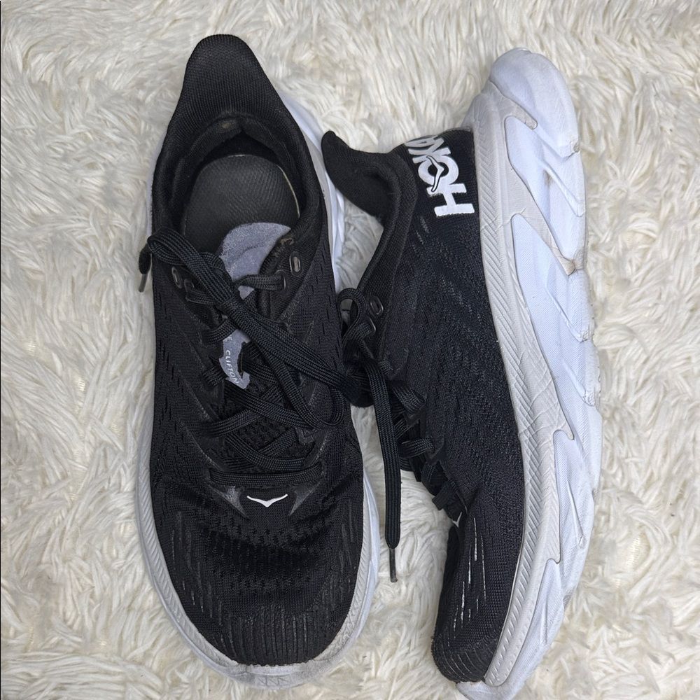 Hoka Black and White Athletic Sneakers